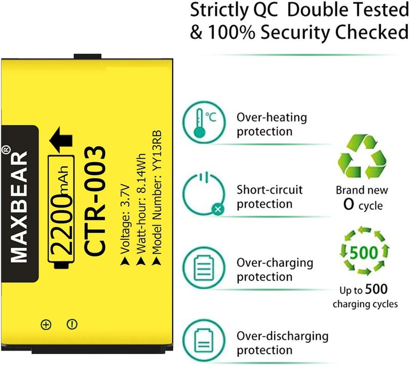 MAXBEAR CTR-003 Battery, (Upgraded) 2200mAh Li-ion New 0 Cycle Internal Replacement Battery for 3DS New 2DS XL 2DS Game Console with Repair Tool Kit - Image 2